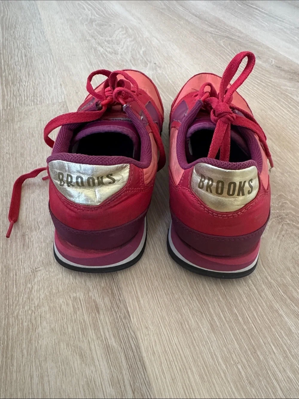 Brooks Women's Red and Pink Mixed-Media Athletic Sneakers